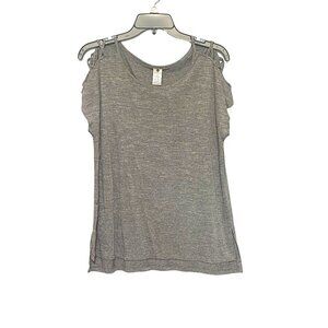 Active Life Gray Crisscross Cold Shoulder‎ Sleeves Women’s Size Large